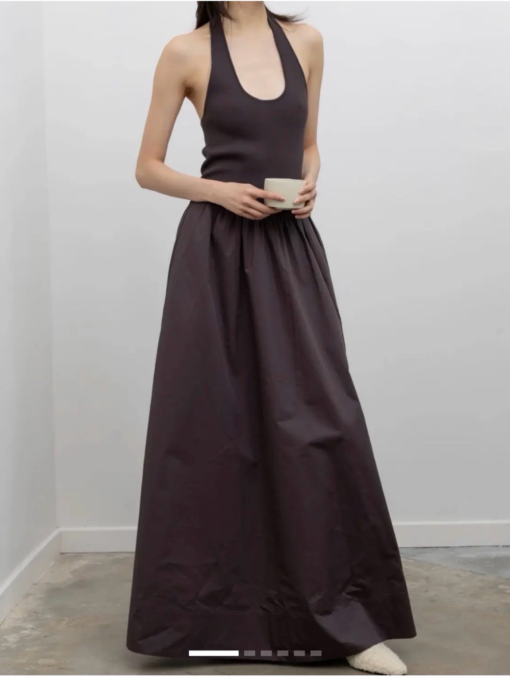 St. Agni Chocolate Plum Brown Halter Maxi Dress